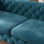 Tufted Velvet Chesterfield Living Room Set – Club Chair, Loveseat & Sofa