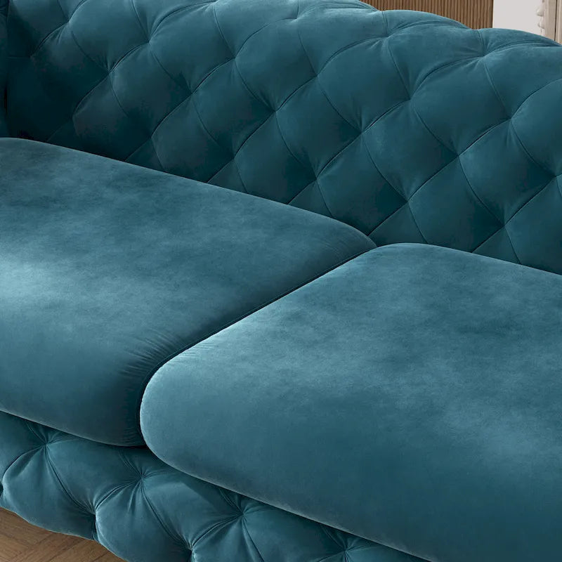 Tufted Velvet Chesterfield Living Room Set – Club Chair, Loveseat & Sofa