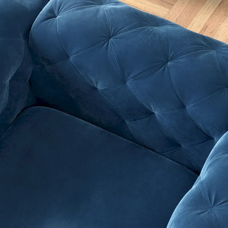 Tufted Velvet Chesterfield Living Room Set – Club Chair, Loveseat & Sofa