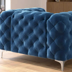 Tufted Velvet Chesterfield Living Room Set – Club Chair, Loveseat & Sofa
