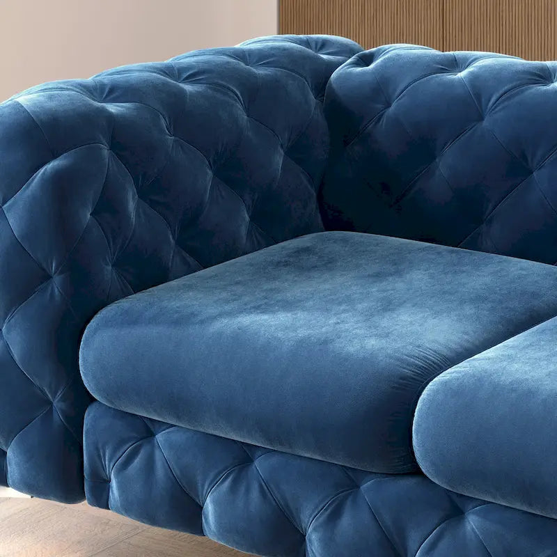 Tufted Velvet Chesterfield Living Room Set – Club Chair, Loveseat & Sofa