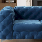 Tufted Velvet Chesterfield Living Room Set – Club Chair, Loveseat & Sofa