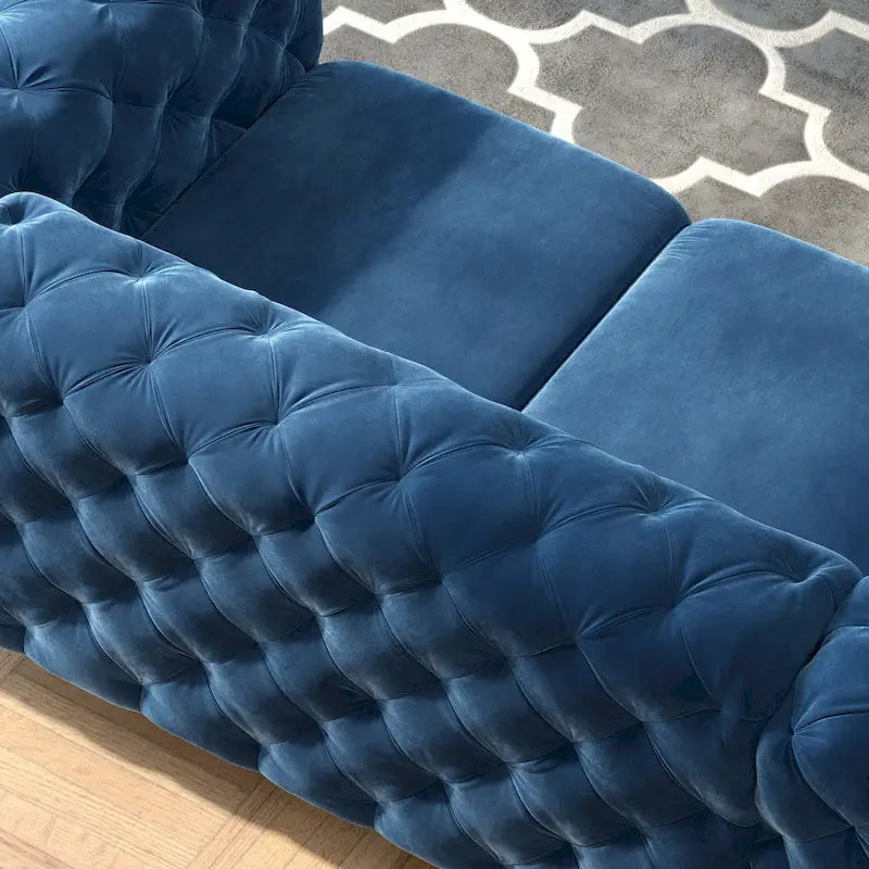 Tufted Velvet Chesterfield Living Room Set – Club Chair, Loveseat & Sofa