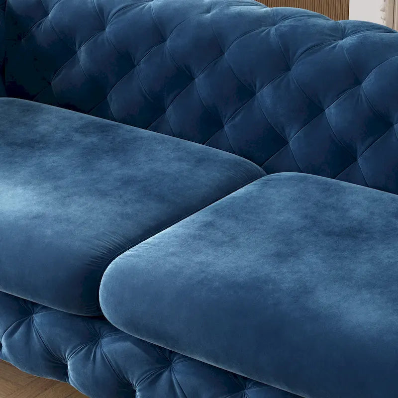 Tufted Velvet Chesterfield Living Room Set – Club Chair, Loveseat & Sofa