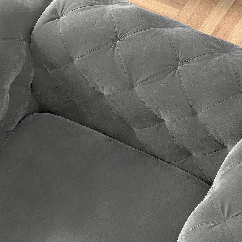 Tufted Velvet Chesterfield Living Room Set – Club Chair, Loveseat & Sofa