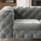 Tufted Velvet Chesterfield Living Room Set – Club Chair, Loveseat & Sofa