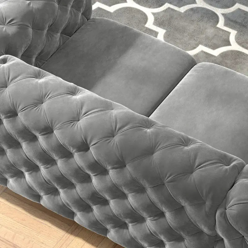 Tufted Velvet Chesterfield Living Room Set – Club Chair, Loveseat & Sofa