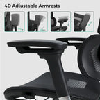 High Back Ergonomic Office Chair with Wire Control Mechanism – No Footrest