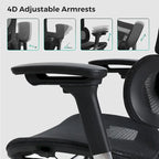 High Back Ergonomic Office Chair with Wire Control Mechanism – No Footrest