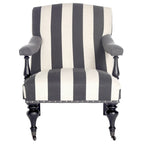 Steel Blue Upholstered Arm Chair with Curved Back & Caster Feet - 27.6"W x 36.8"D x 35"H
