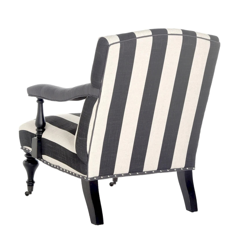 Steel Blue Upholstered Arm Chair with Curved Back & Caster Feet - 27.6"W x 36.8"D x 35"H