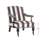 Steel Blue Upholstered Arm Chair with Curved Back & Caster Feet - 27.6"W x 36.8"D x 35"H