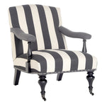 Steel Blue Upholstered Arm Chair with Curved Back & Caster Feet - 27.6"W x 36.8"D x 35"H