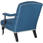 Steel Blue Upholstered Arm Chair with Curved Back & Caster Feet - 27.6"W x 36.8"D x 35"H