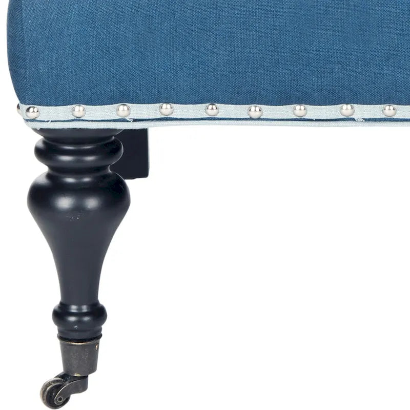 Steel Blue Upholstered Arm Chair with Curved Back & Caster Feet - 27.6"W x 36.8"D x 35"H