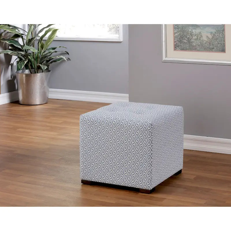 Transitional Square Button Tufted Ottoman