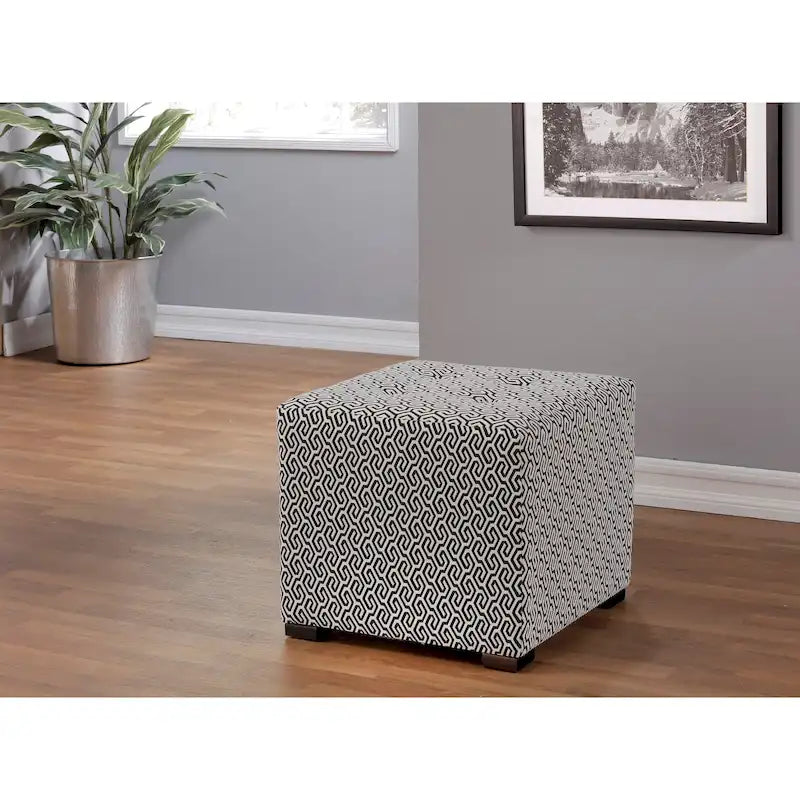 Transitional Square Button Tufted Ottoman