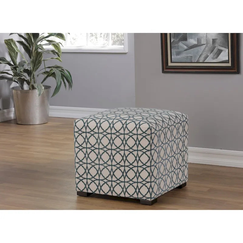 Transitional Square Button Tufted Ottoman