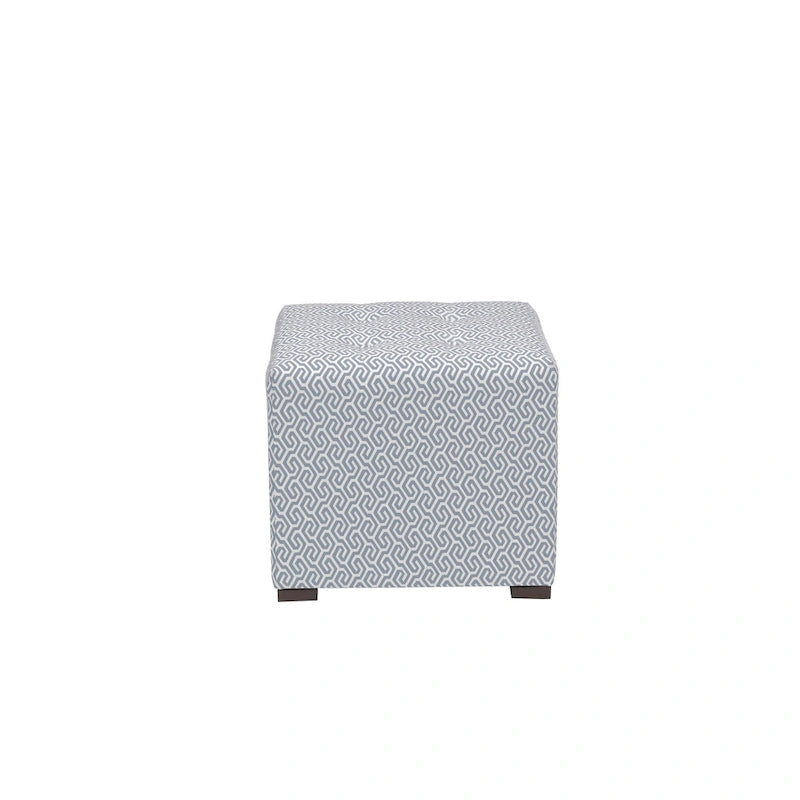 Transitional Square Button Tufted Ottoman