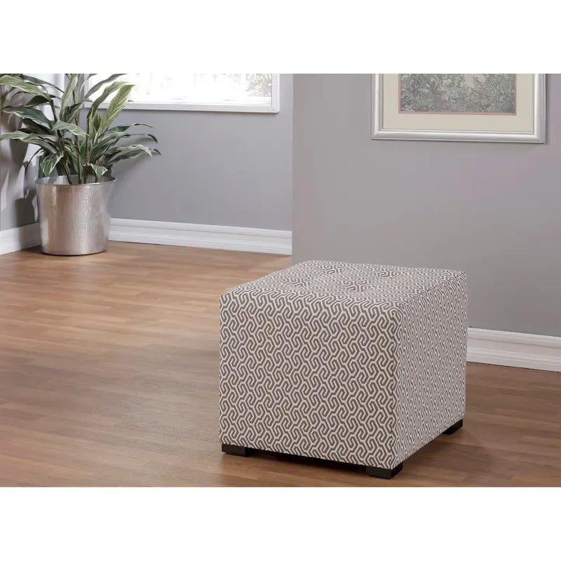 Transitional Square Button Tufted Ottoman