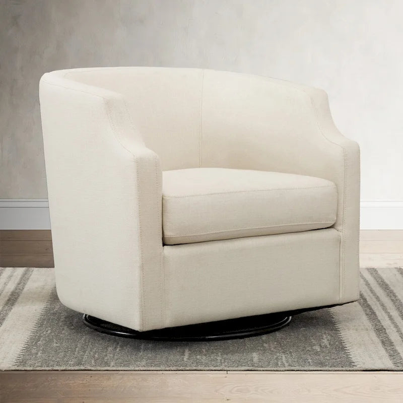 Linen Swivel Glider Barrel Chair for Living Room – Natural