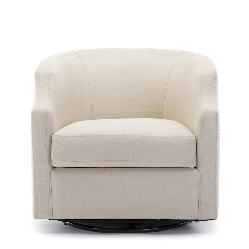 Linen Swivel Glider Barrel Chair for Living Room – Natural