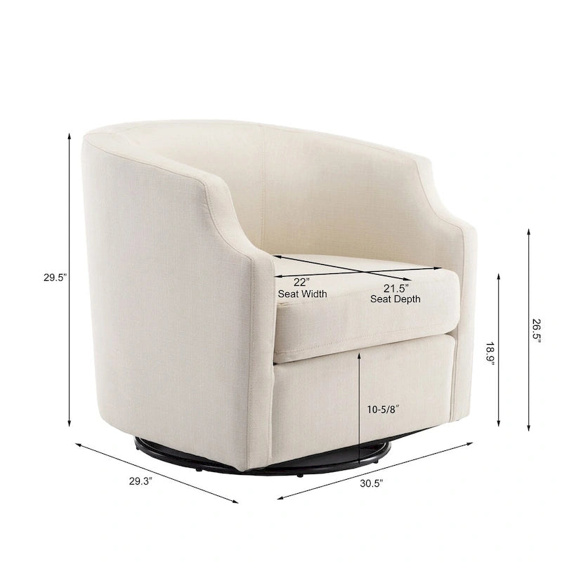 Linen Swivel Glider Barrel Chair for Living Room – Natural
