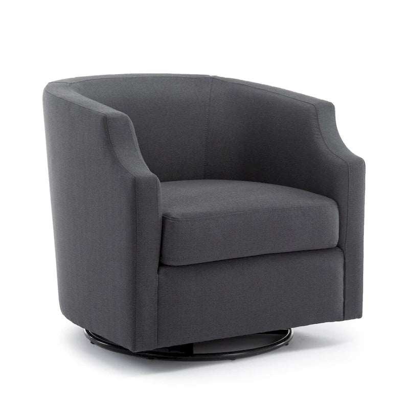 Linen Swivel Glider Barrel Chair for Living Room – Natural