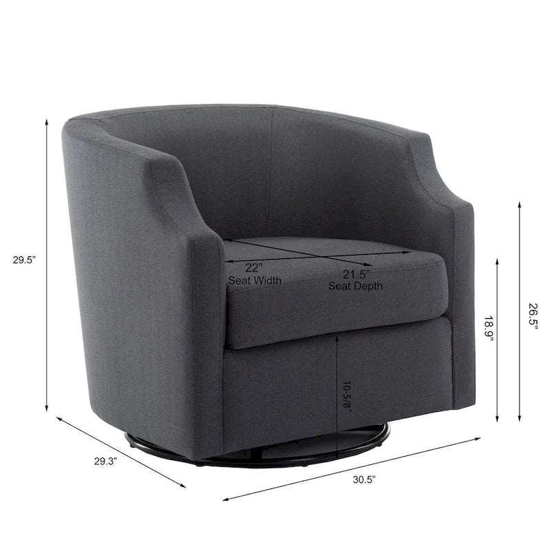 Linen Swivel Glider Barrel Chair for Living Room – Natural