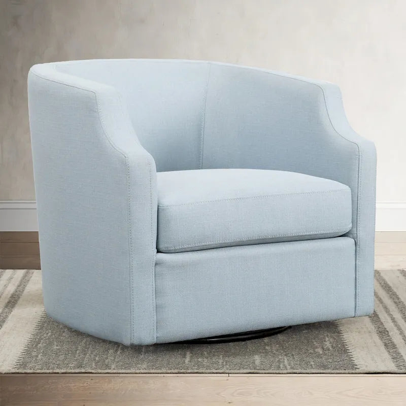 Linen Swivel Glider Barrel Chair for Living Room – Natural