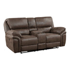 80" Power Double Recliner Loveseat with Center Console, USB & Cupholders – Brown