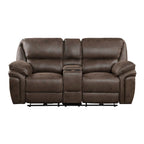 80" Power Double Recliner Loveseat with Center Console, USB & Cupholders – Brown