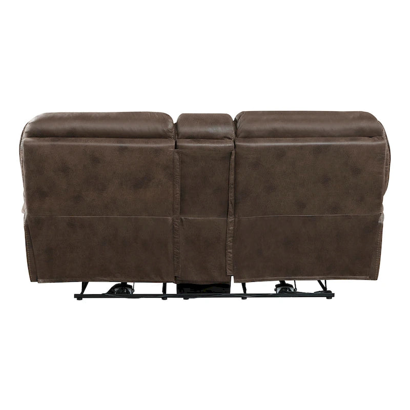 80" Power Double Recliner Loveseat with Center Console, USB & Cupholders – Brown