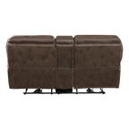 80" Power Double Recliner Loveseat with Center Console, USB & Cupholders – Brown