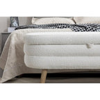 Boucle Fabric Storage Bench For Living Room Bedroom Indoor