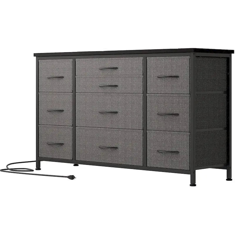 TV Stand with Power Outlet, 10 Drawers for 55 TV - n/a