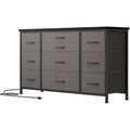 TV Stand with Power Outlet, 10 Drawers for 55 TV - n/a