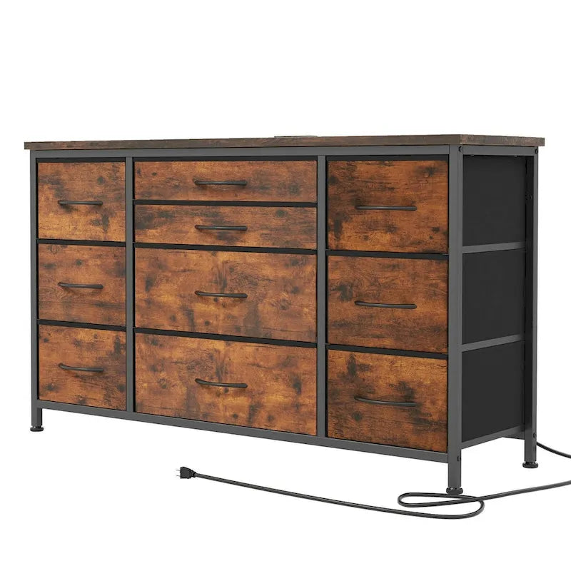 TV Stand with Power Outlet, 10 Drawers for 55 TV - n/a