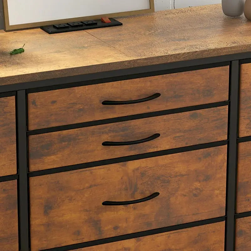 TV Stand with Power Outlet, 10 Drawers for 55 TV - n/a