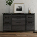 TV Stand with Power Outlet, 10 Drawers for 55 TV - n/a