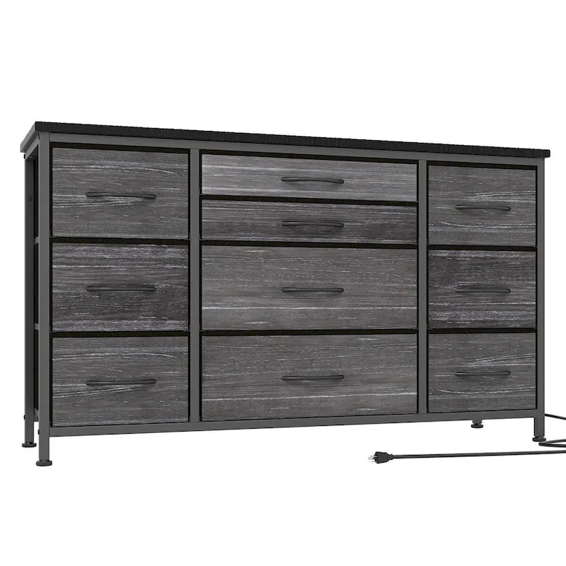 TV Stand with Power Outlet, 10 Drawers for 55 TV - n/a