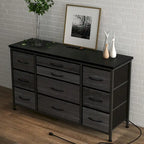 TV Stand with Power Outlet, 10 Drawers for 55 TV - n/a