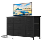 TV Stand with Power Outlet, 10 Drawers for 55 TV - n/a