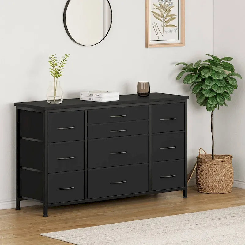 TV Stand with Power Outlet, 10 Drawers for 55 TV - n/a