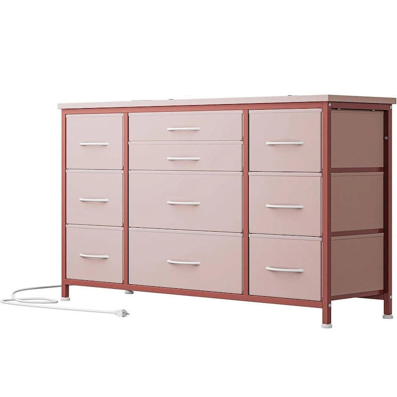 TV Stand with Power Outlet, 10 Drawers for 55 TV - n/a