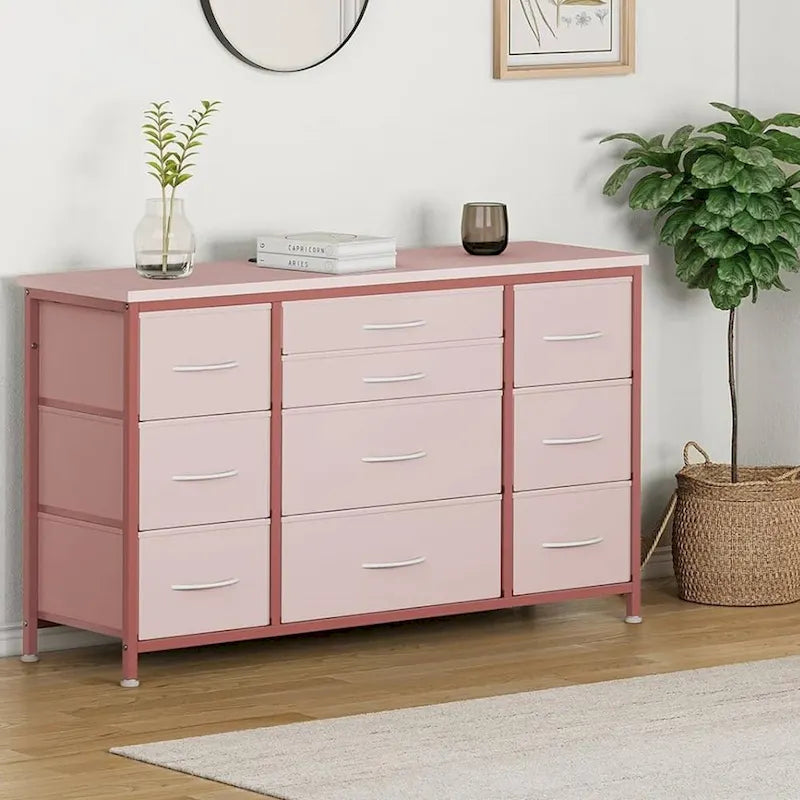 TV Stand with Power Outlet, 10 Drawers for 55 TV - n/a