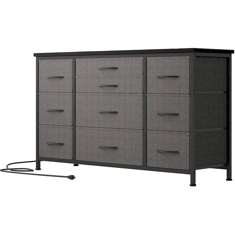 TV Stand with Power Outlet, 10 Drawers for 55 TV - n/a