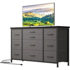 TV Stand with Power Outlet, 10 Drawers for 55 TV - n/a