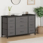 TV Stand with Power Outlet, 10 Drawers for 55 TV - n/a