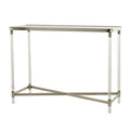 Metal Console Table with Mirrored Top & Acrylic Legs – Gold or Silver